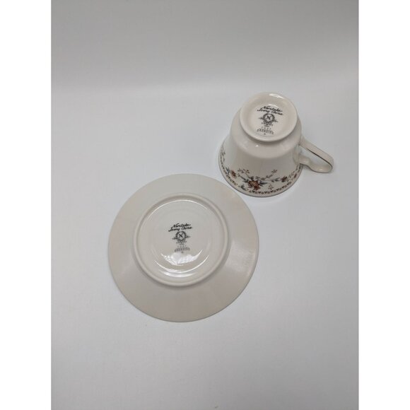 Adagio by Noritake Ivory 7237 Footed Cup Saucer Accented Formal Floral Vintage - Picture 12 of 17